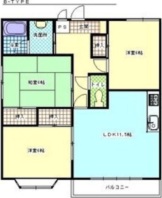 パレスコヨー(3LDK/4階)の間取り写真