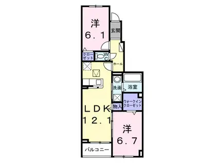 豊橋鉄道東田本線 運動公園前駅(愛知) 徒歩24分 2階建 築1年(2LDK/1階)の間取り写真