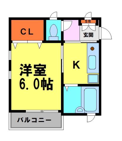 フラッツ栄根(1K/2階)の間取り写真