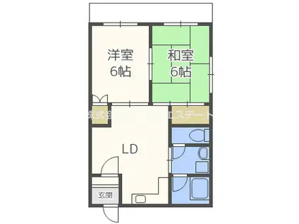 玉出プラザ1(2LDK/4階)の間取り写真