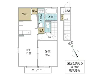 プレアデス見川D(1LDK/2階)の間取り写真