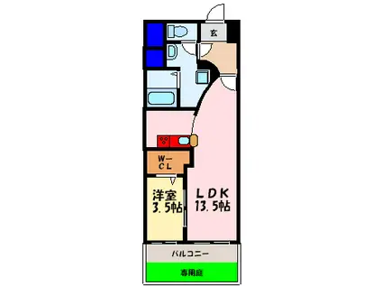 ココマリーニ(1LDK/1階)の間取り写真