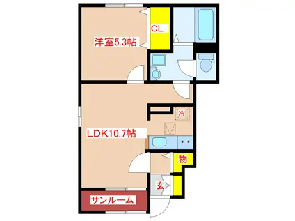 セイバリー KUBO I(1LDK/1階)の間取り写真