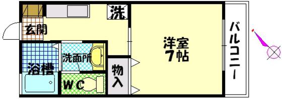 セジュール廿日市(1K/1階)の間取り写真