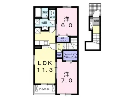 ピノ・ロッソI(2LDK/2階)の間取り写真