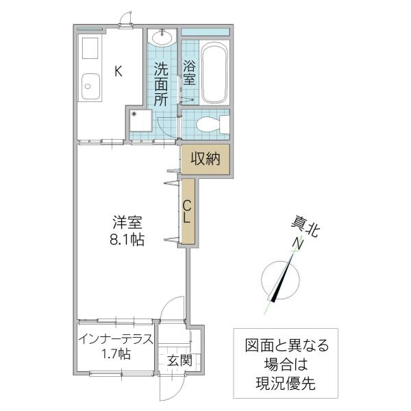 クレシア千草(1K/1階)の間取り写真