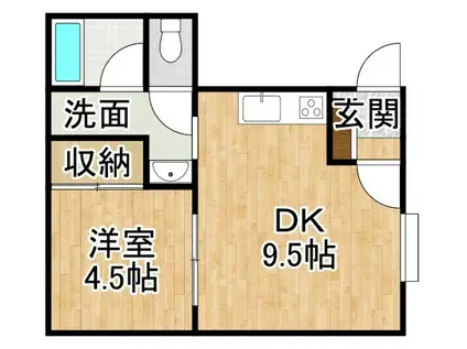 ノースインB(1DK/1階)の間取り写真