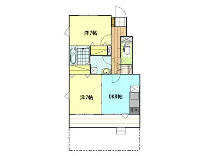 シャルム南風 B棟(2DK/1階)の間取り写真