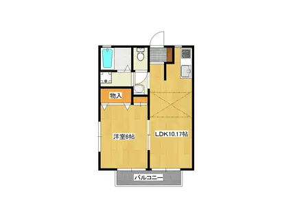 鈴久ハイツII(1LDK/2階)の間取り写真
