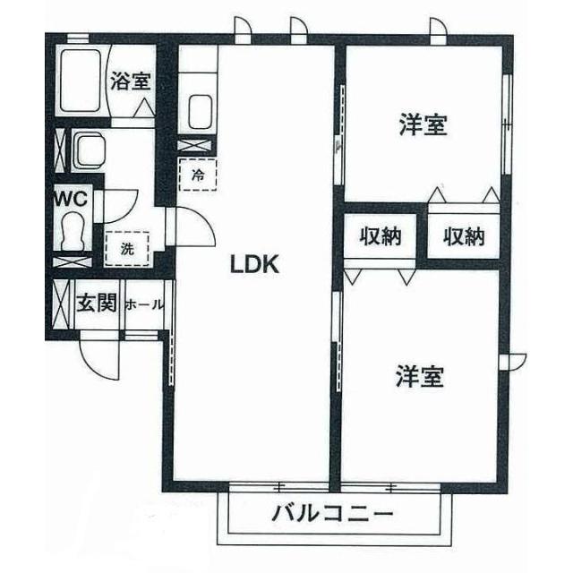 オーチャードBELLI(2LDK/1階)の間取り写真