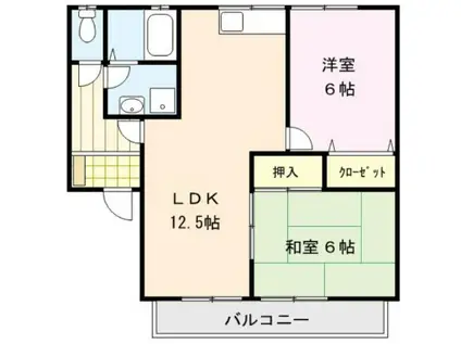シャルムI(2LDK/2階)の間取り写真