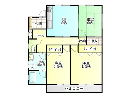 グレイスコート(3DK/3階)の間取り写真