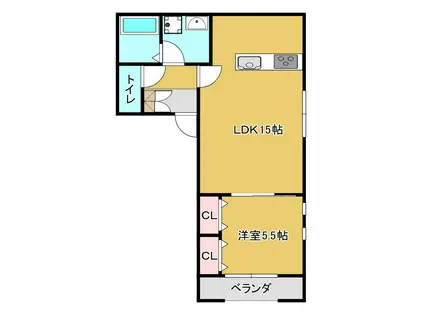 MY ROOM 宵(1LDK/1階)の間取り写真
