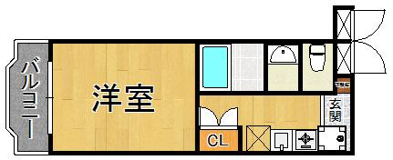 アッシュ宝塚(ワンルーム/1階)の間取り写真