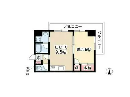 ゴールドハイツ渡辺 かもめ(1LDK/6階)の間取り写真