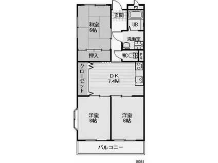 WING1号館(3DK/3階)の間取り写真
