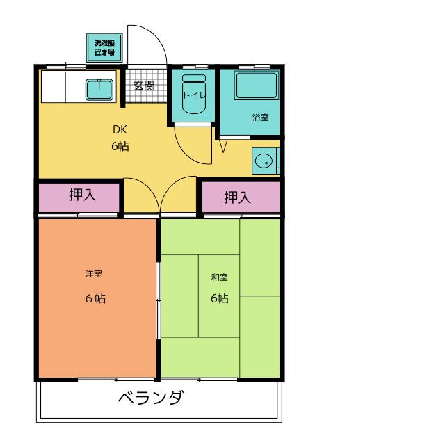 ハイツ竹沢(2DK/2階)の間取り写真