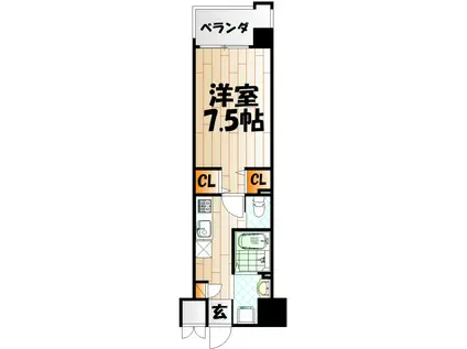 ウィングス西本町(1K/2階)の間取り写真