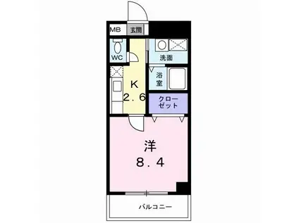 ベルフルール・エヌエス(1K/3階)の間取り写真