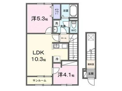 リテンリュカI(2LDK/2階)の間取り写真