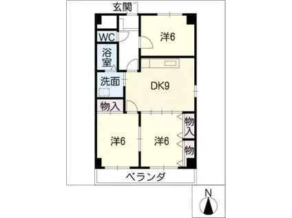 グレーシア森(3DK/3階)の間取り写真