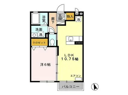 S・Gハイム(1LDK/2階)の間取り写真