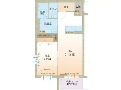 ハートフルブリーゼ(1LDK/3階)の間取り写真