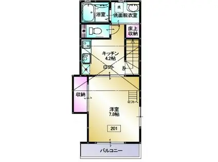 シャルマンII(1K/2階)の間取り写真