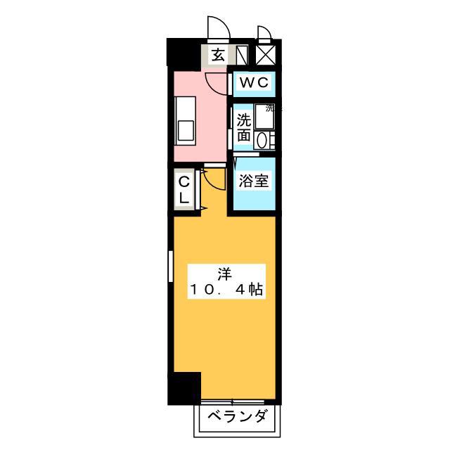 ハンプトンコート(1K/4階)の間取り写真