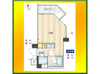 ワコーレ花小金井(1K/6階)の間取り写真