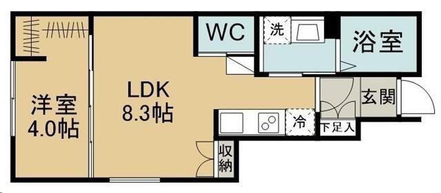 シャルム旭ケ丘イースト(1LDK/1階)の間取り写真