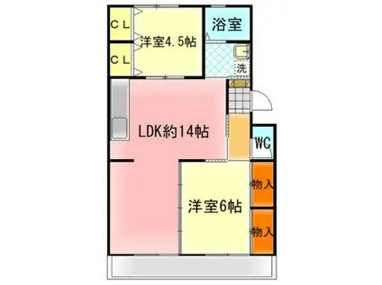 グラントゥール(2LDK/4階)の間取り写真