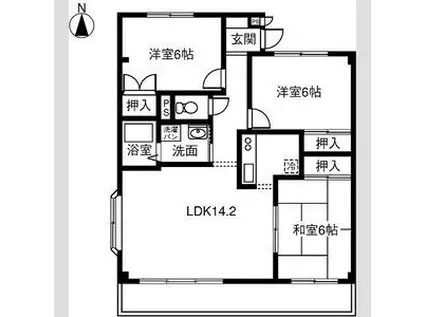 サニーコートカームS(2LDK/3階)の間取り写真