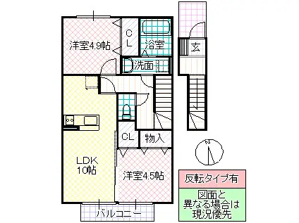 チェリーウェル(2LDK/2階)の間取り写真