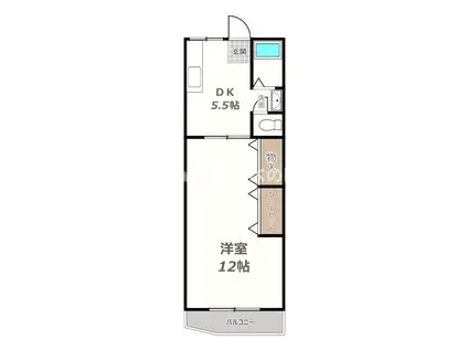 ニューマンション楠木(1DK/3階)の間取り写真