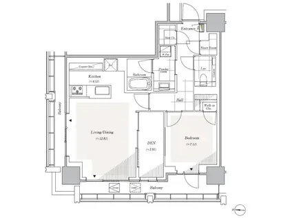 リビオレジデンス西麻布(1LDK/17階)の間取り写真