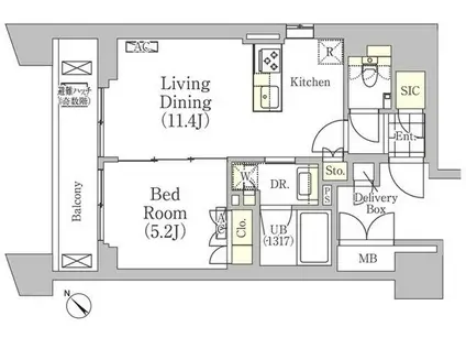 メゾンカルム日本橋馬喰町(1LDK/5階)の間取り写真