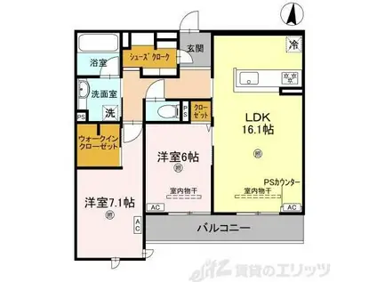 ロンジェヴィータ(2LDK/3階)の間取り写真