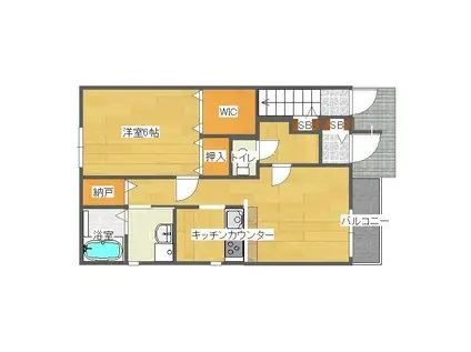 カーサレイデン(1LDK/1階)の間取り写真