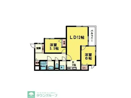 浜島レジデンス(2LDK/1階)の間取り写真