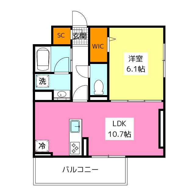 D-ROOM板付(1LDK/1階)の間取り写真