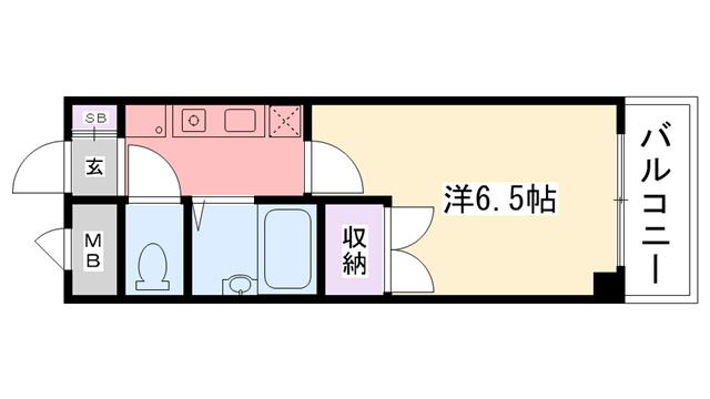 ティオ呉羽(1K/4階)の間取り写真