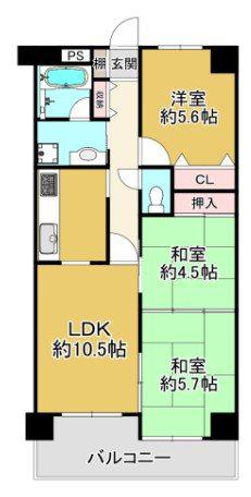 ライオンズマンション姫路西今宿(3LDK/1階)の間取り写真