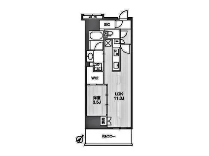 WORVE横浜伊勢佐木町(1LDK/7階)の間取り写真