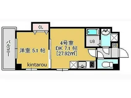 メゾンドティーズ(1DK/1階)の間取り写真