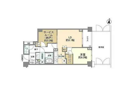 ブランズ弦巻二丁目(2LDK/1階)の間取り写真