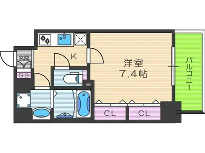 パークフラッツ野田阪神駅前(1K/11階)の間取り写真