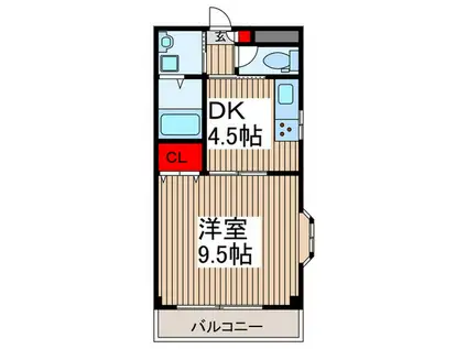 シャン・ド・フルール(1DK/1階)の間取り写真