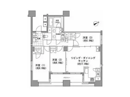 パークハビオ八丁堀(3LDK/12階)の間取り写真