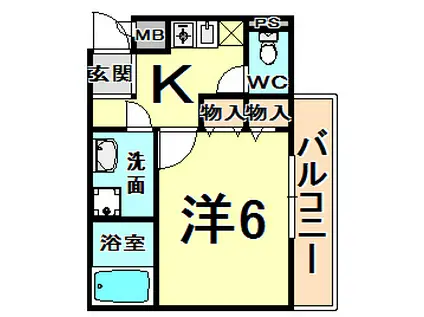 エクセランⅠ(1K/1階)の間取り写真